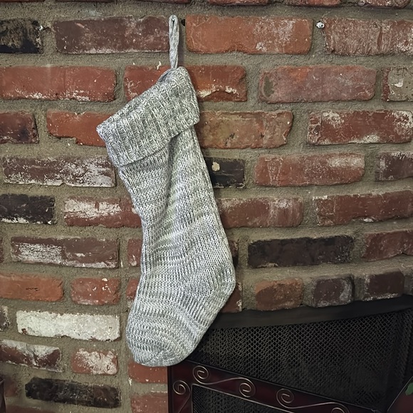 Red Snowflake Grey Knit Christmas Stocking - Picture 2 of 3